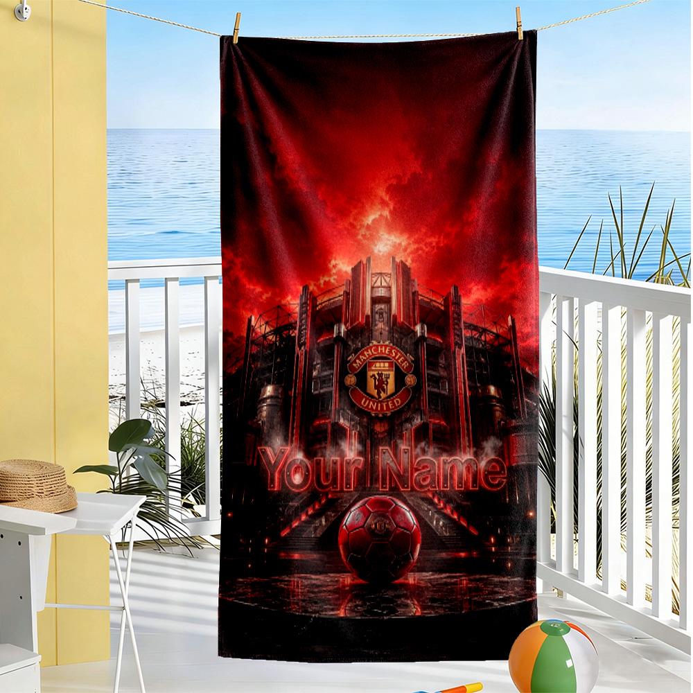 Manchester Customize Text Beach Towel High Absorbency & Quick-Dry Portable for SwimmingBeachCamping Travel Beach AccessoriesGym