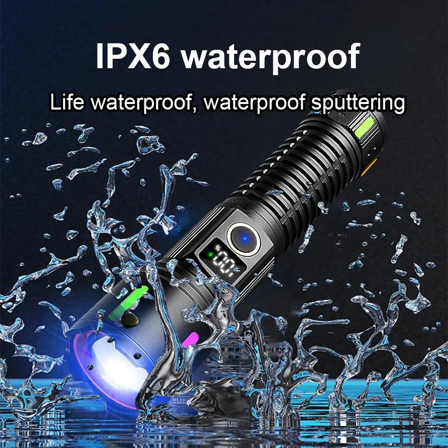 80000LM Мощный светодиодный фонарик USB перезаряжаемый мощный фонарик с дальним зумом фонарик для рыбалки на открытом воздухе