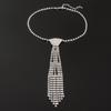Charm Rhinestone Tassel Necklace Exaggerated Crystal Chain Choker Tie Shape Necklace  Party