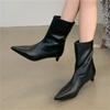 Eilyken Зимняя мода 2025 года, женские ботильоны с острым носком, женские короткие современные туфли на тонком низком каблуке для вечеринок