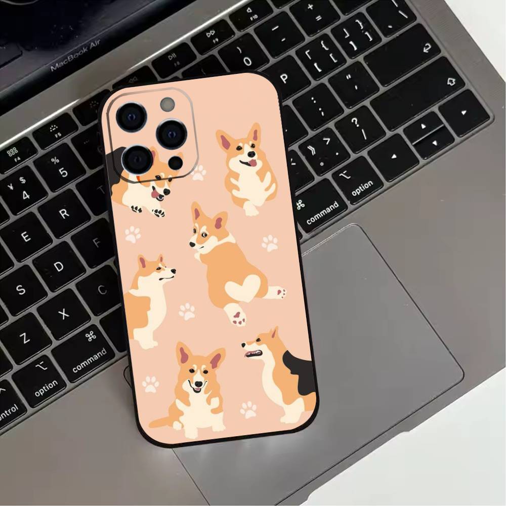 Милый корги Собака Чехол для телефона Для iPhone 17,16,15,14,13,12,11 Plus,Pro Max,XS,Мягкий силиконовый Черный чехол