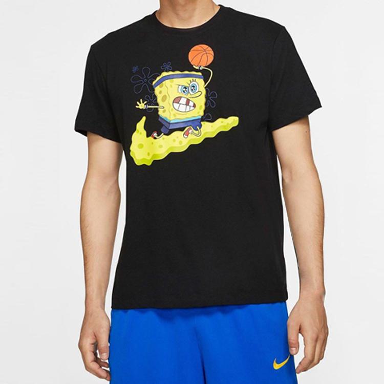 Nike Kyrie SpongeBob SquarePants Спортивная футболка с коротким рукавом Мужские топы Черные CD0949-010