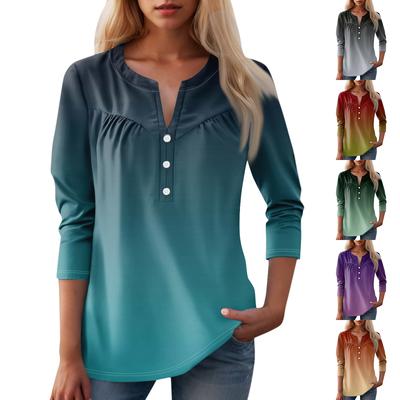 Женская мода повседневный топ с длинным рукавом и круглым вырезом с цветочным принтом