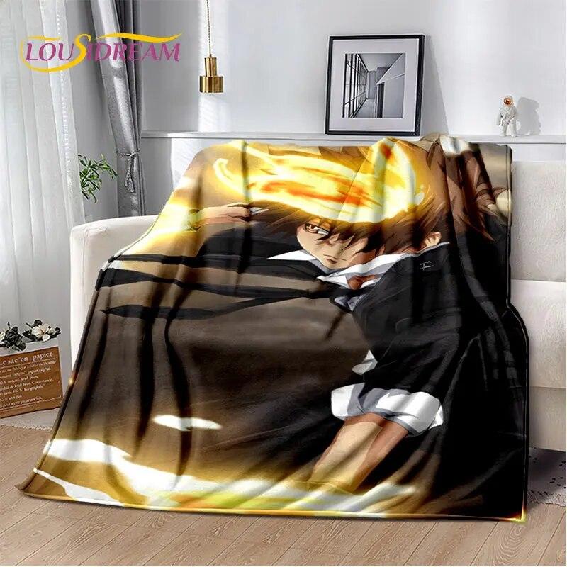 Мягкое плюшевое одеяло в стиле аниме «Учителя Hitman Reborn», фланелевое одеяло для гостиной, спальни, кровати, дивана, чехол для пикника, детское одеяло