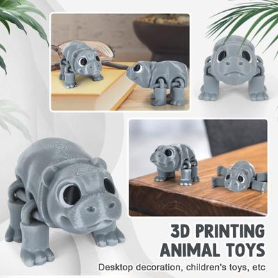 3D-печатная подвижная игрушка бегемот, бегемот с подвижными суставами, 3D-печатная игрушка-украшение бегемот, снятие стресса, подвижный бегемот