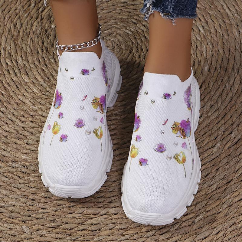 Высококачественные кроссовки с цветочным принтом, женские, больших размеров, дышащие, на платформе, женские, с толстой подошвой, вулканизированные туфли