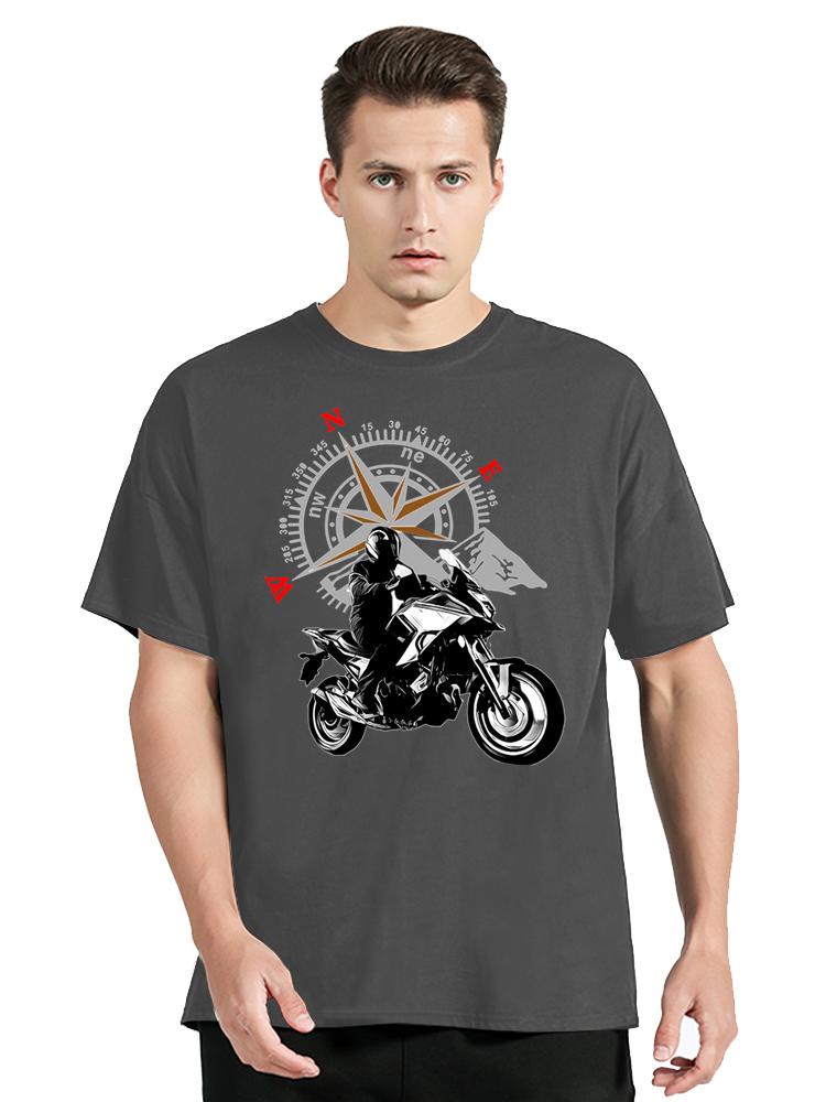 Mountain Motorcycle And Compass Graphic Tshirt Funny Tripunisex Clothing Fashion Harajuku T-shirt Loose Tops Motorcycle T Shirt