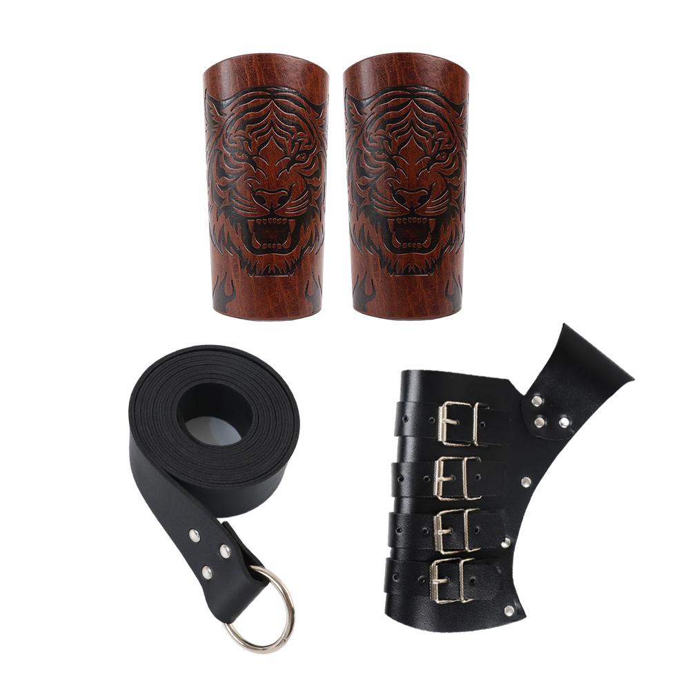Набор боевых мечей средневекового рыцаря Меч Сиденье Красивый ремень Голова тигра Прямой браслет Браслет для верховой езды Костюм