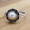 Pearl 925 Sterling Silver Ring, Natural Gemsotne Handmade Women Ring