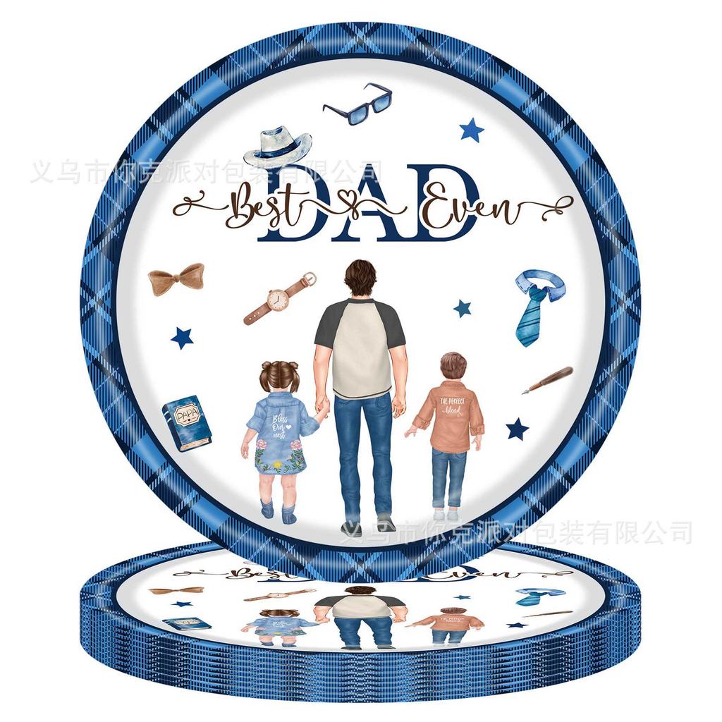 Father's Day Party Paper Plates, Disposable Paper Cups, Tissues, Paper Plates, Father's Day Festive-themed Decorative Items