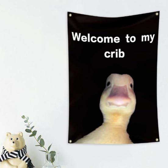 Wall Flag Creative Welcome To My Crib Flag Durable Easy Installation Wall Hanging Banner for Home Decoration