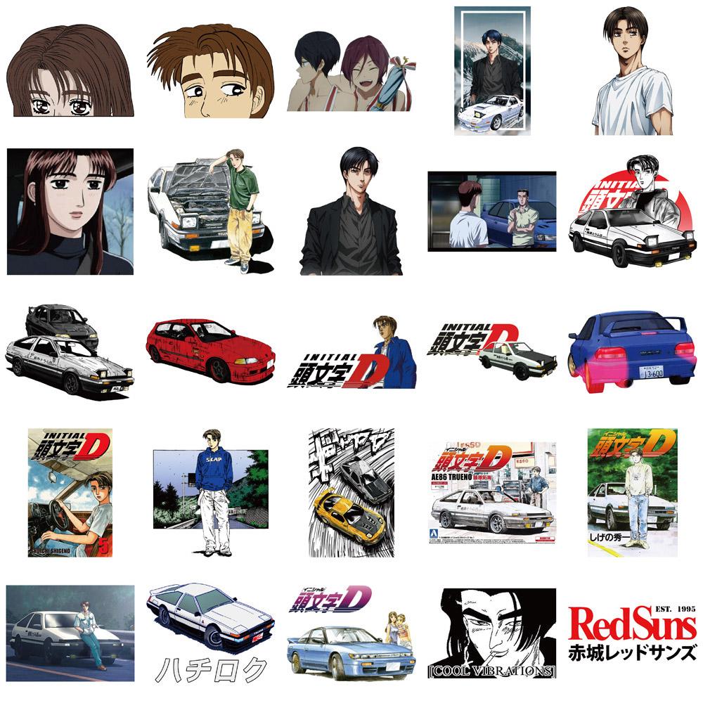 10/30/50 шт. Наклейки из японского аниме Initial D Крутые мультяшные декали DIY для скейтборда, телефона, ноутбука Классическая наклейка-декор в стиле манги