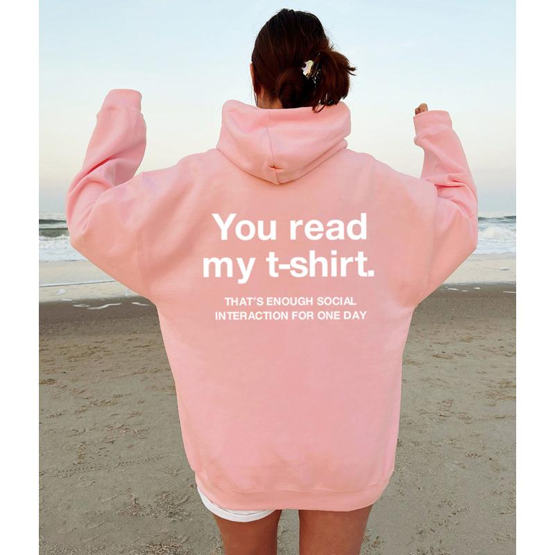 Осень-зима 2023, женские толстовки с буквенным принтом «Вы читаете»