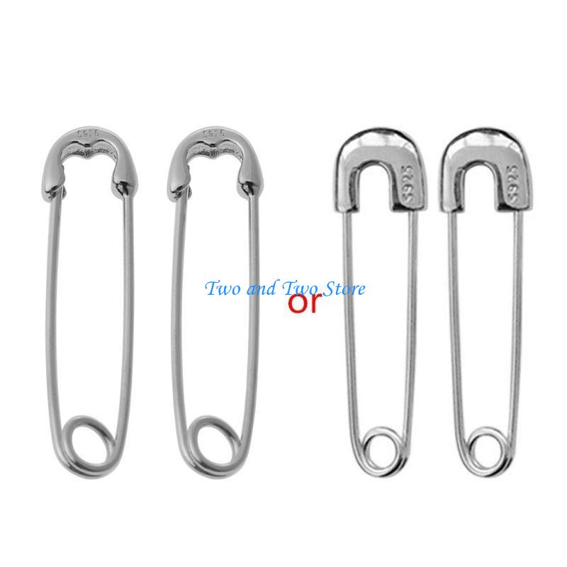 HX6F Fashion Silver Safety Pin Ear Studs All-match Pin Studs Earrings Jewelry Gifts for Men Women Family Friend