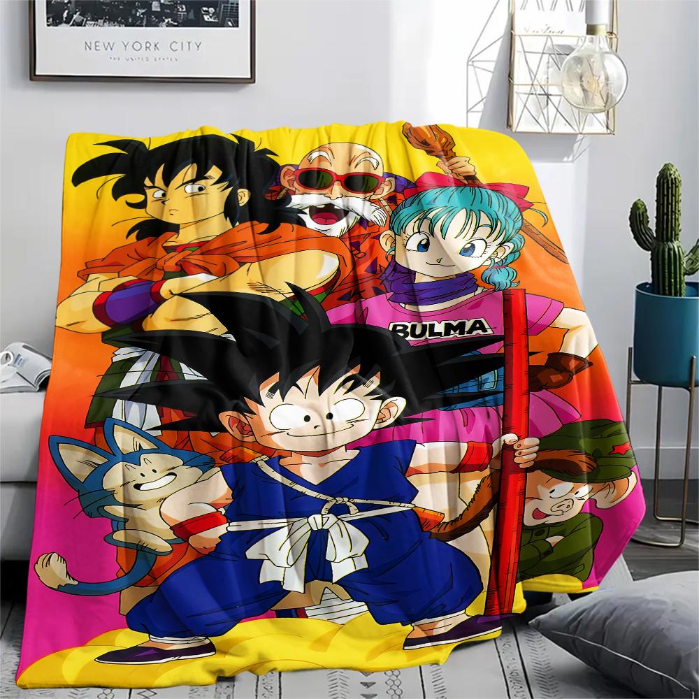 Фланелевое одеяло с принтом персонажей Dragon Ball, Высококачественное, Удобное для всех сезонов, Декор для дома, Тепло и уют, Идеально для рождественских подарков