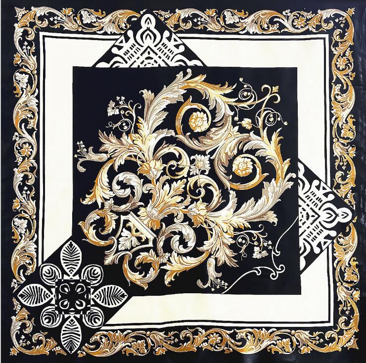 NEW 90*90cm Luxury Brand Women Silk Scarves Plaid Horse Square Scarves Spring Summer Shawls For Ladies