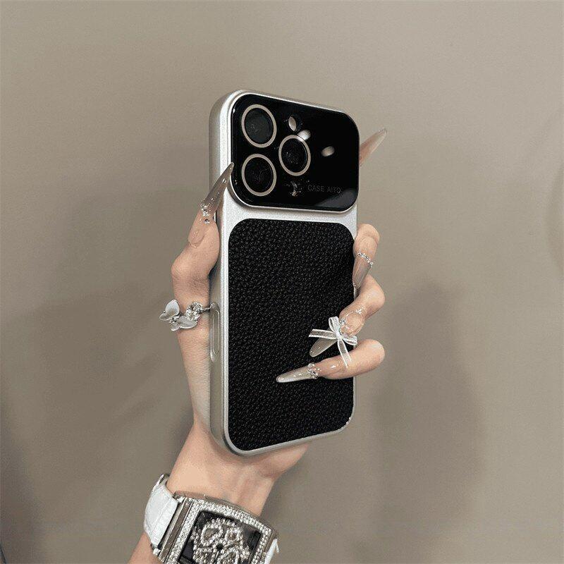 Роскошный матовый чехол для телефона из кожи с тиснением под личи для iPhone 11 12 13 14 15 16 17 Pro Max Plus Air Bumper Задние чехлы Обложка