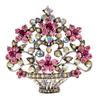 New Rhinestone Flower Basket Brooch For Women Vintage Colorful Pins Badges Autumn Jewelry Coat Accessories