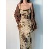 Rockmore Y2K Vintage Party Long Dress Grunge Fairycore Print Maxi Dresses Elegant Beach Style Backless Sundress Women Clothes