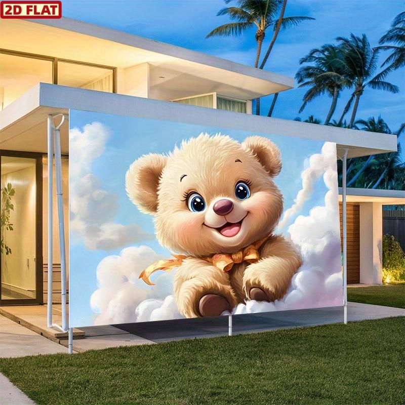 2D flat banner 1 cute cartoon teddy bear polyester banner suitable for home bedroom and party decoration