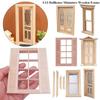 Doll Accessories DIY Double Window Wooden Frame Doll Furniture Glass Plate Doll House Window