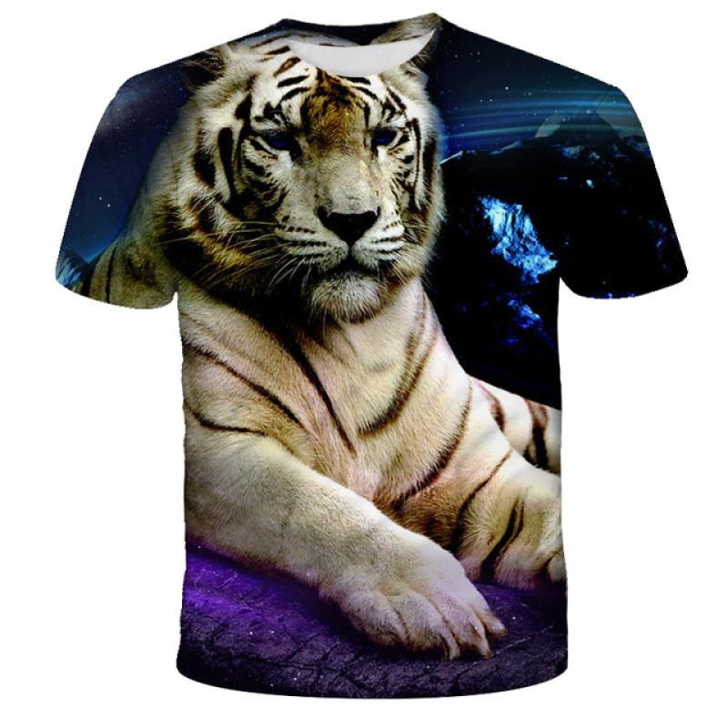 1-14 Years Children Short Sleeve T-Shirts Tiger Lion Animals Tshirt Baby Boys Girls Kids Summer Clothes Casual Oversized Tops