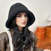 1PC Bucket Hat Fashion Windproof Winter Plush Thickened Faux Shearling All-Match Face Slimming Warm Women Korean 57.5cm