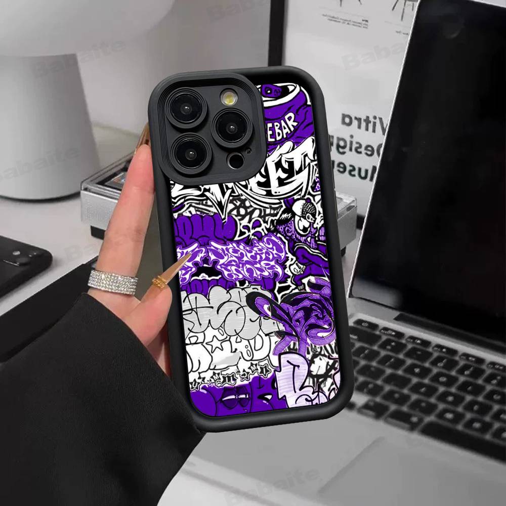 Крутой Черный Граффити Чехол Для Телефона Для iPhone 11 12 13 16 15 17 14 Pro Max Мягкий Funda Силиконовый Чехол