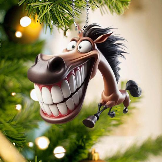 2D Подвеска для автомобиля в виде лошади Мультяшная прикольная плоская декорация Акриловый автомобиль