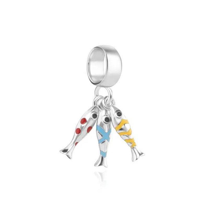 New European Plated Copper Beads Ocean Series Turtle Goldfish Diy Charm Fit Original Pand Bracelet For Gift