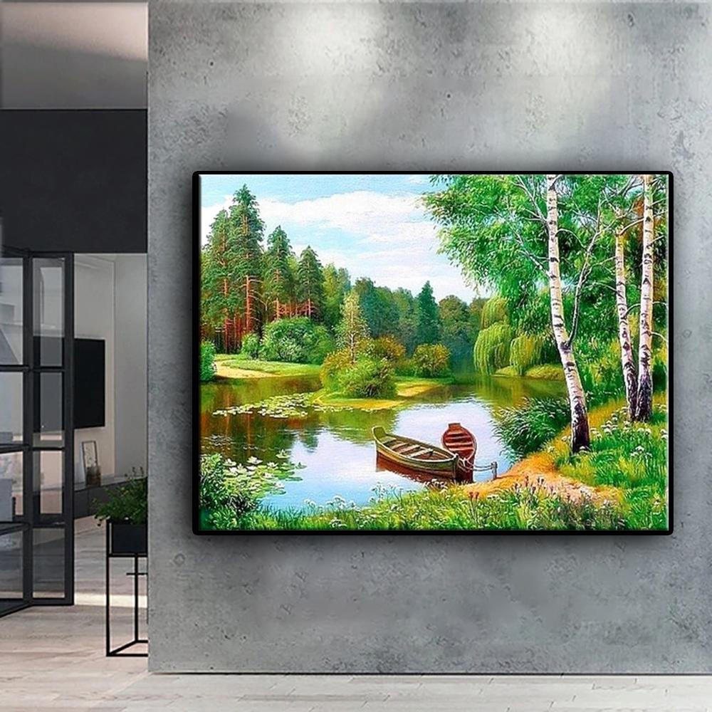 5D Diy Алмазная картина Пригородный весенний пейзаж Набор для вышивки крестом Полный алмазная вышивка Мозаика Художественная картина Стразы Декор Подарок