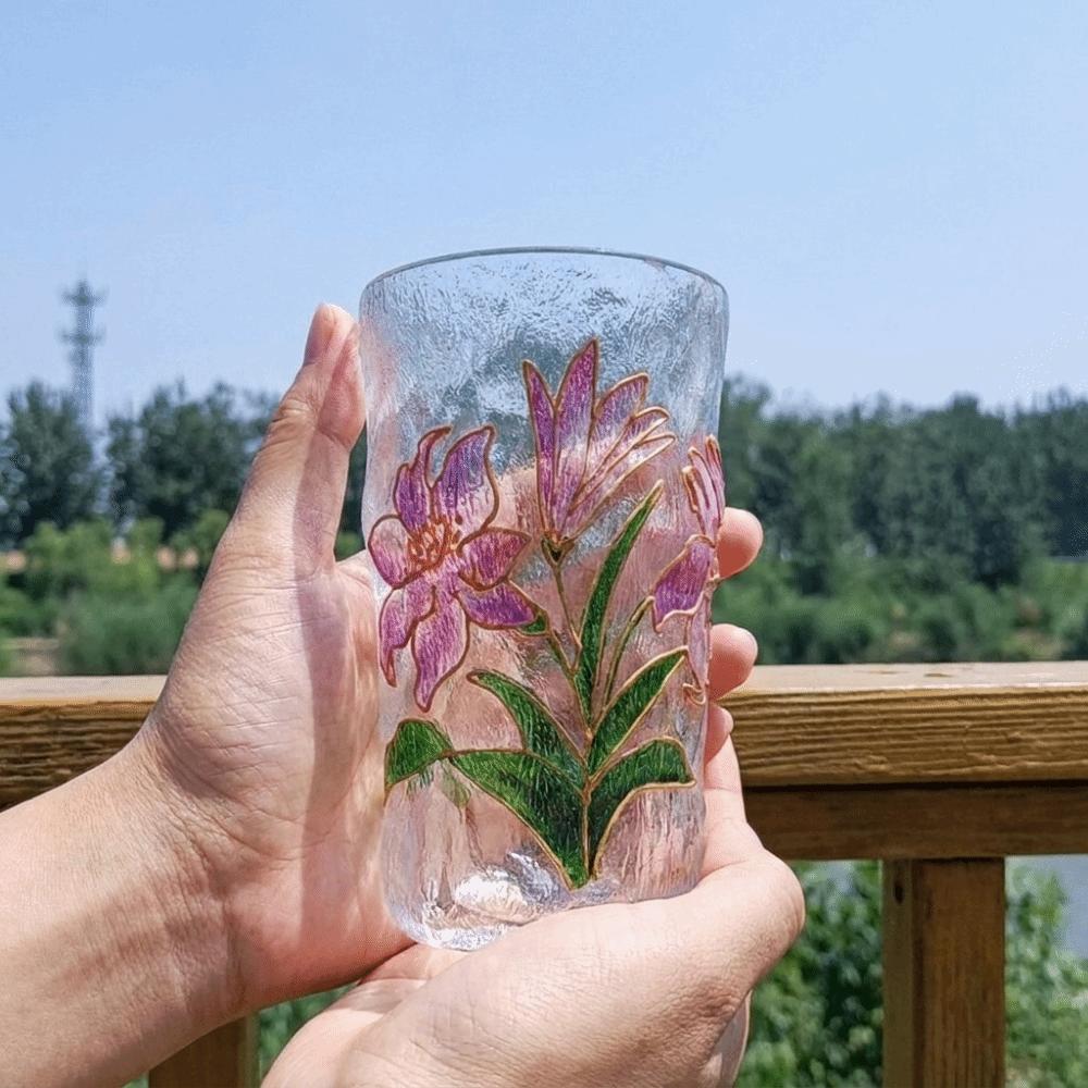 Glacier Texture Juice Cup Flower Design Beer Cup Fashion Cold Drink Cup Bar