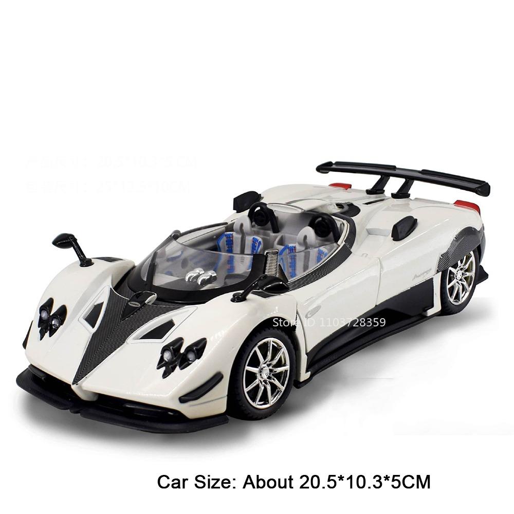 1:24 модели игрушечных спортивных автомобилей Pagani Huayra Zonda, литые из сплава, мини-суперкары, со звуком и светом, открывающиеся двери, инерционный механизм, подарки для мальчиков