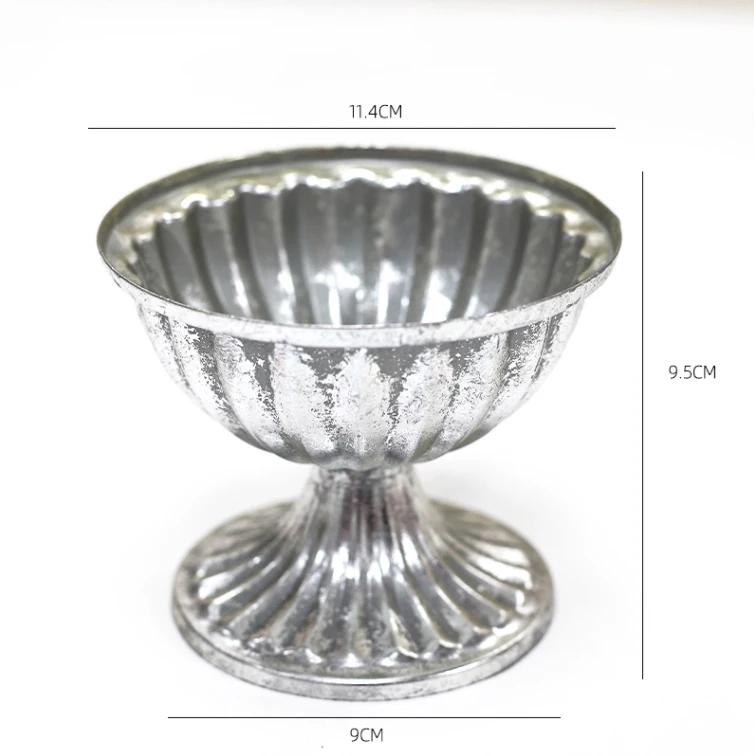 Vintage Classic Silver Iron Flower Vase Decoration Home Room Table Flowerpot Ornaments Office Store Flower Arrangement Crafts