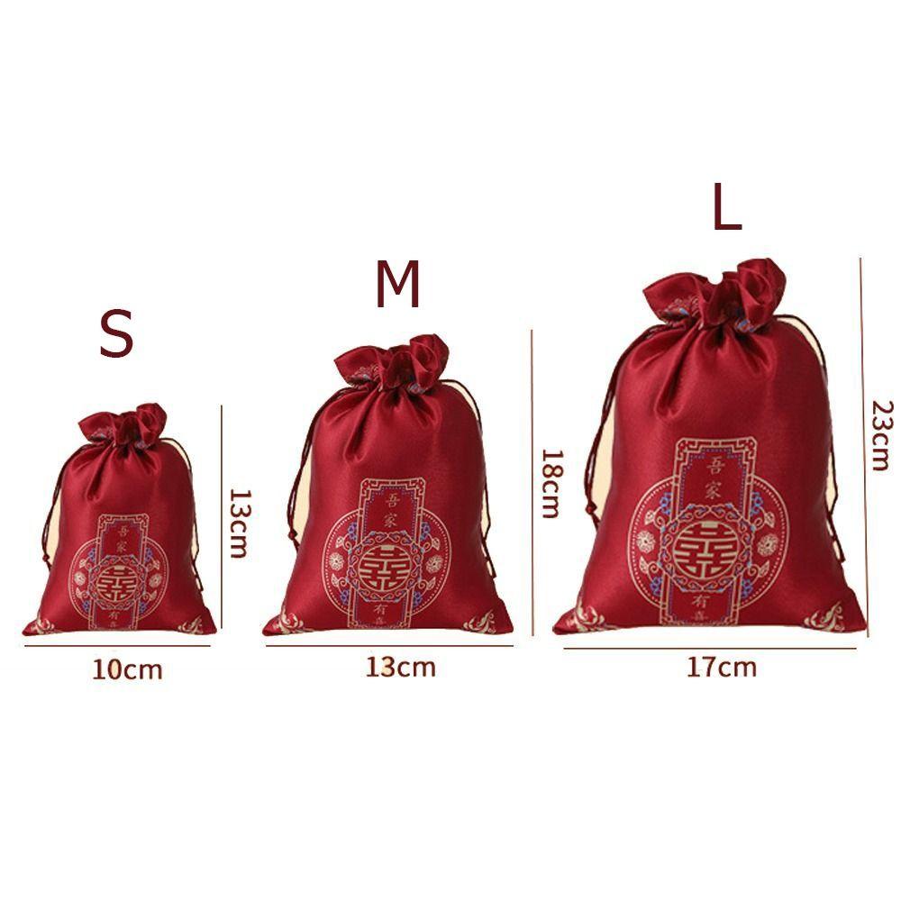 10pcs Embossed Flowers Wedding Candy Bag Chinese Style Handbag Bag Drawstring Bag  Female/Girls