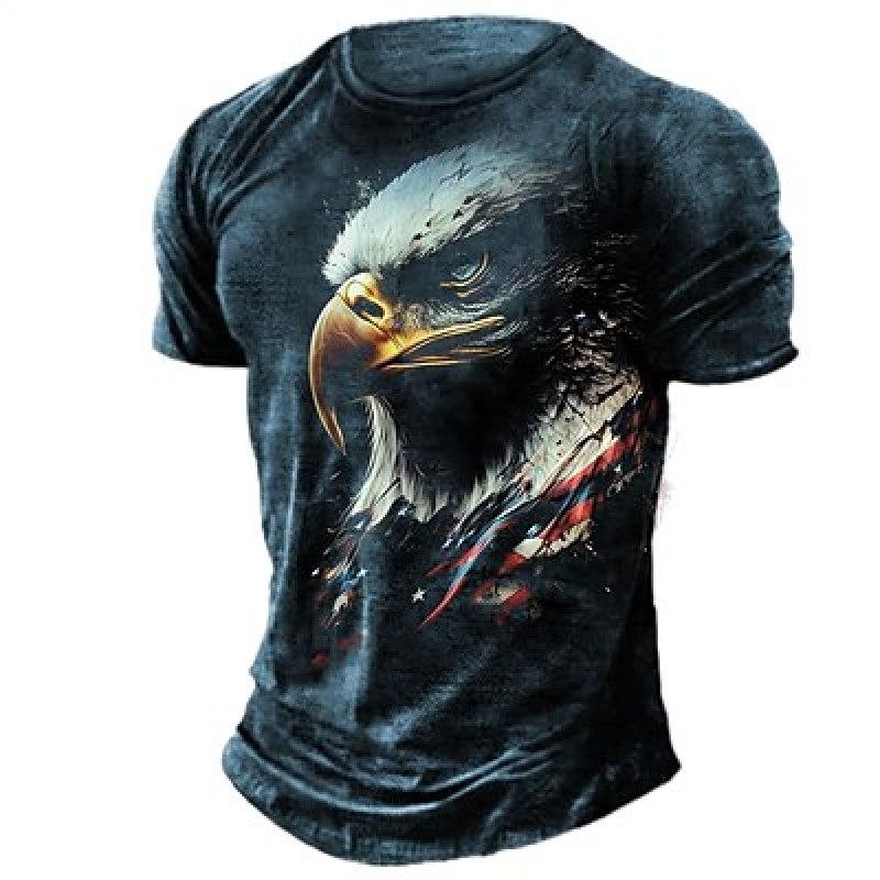 Муж. Футболка Футболка Графика Животные Тигр Круглый вырез Одежда Одежда 3D принт На открытом воздухе Повседневные С короткими рукавами С принтом Модельер Винтаж