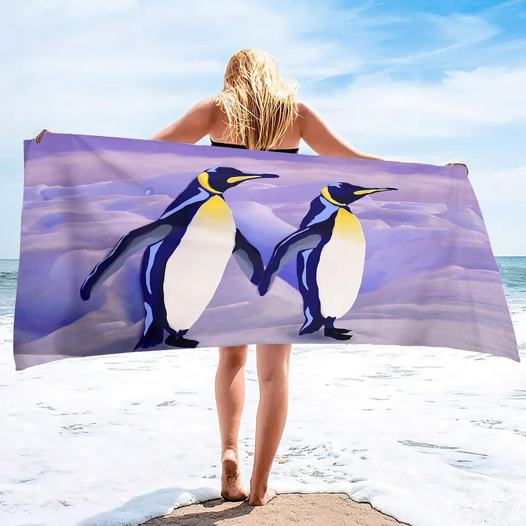 Little Penguin Printing Series Seaside Resort Beach Towel Swimming Bath Towel Sports Towel