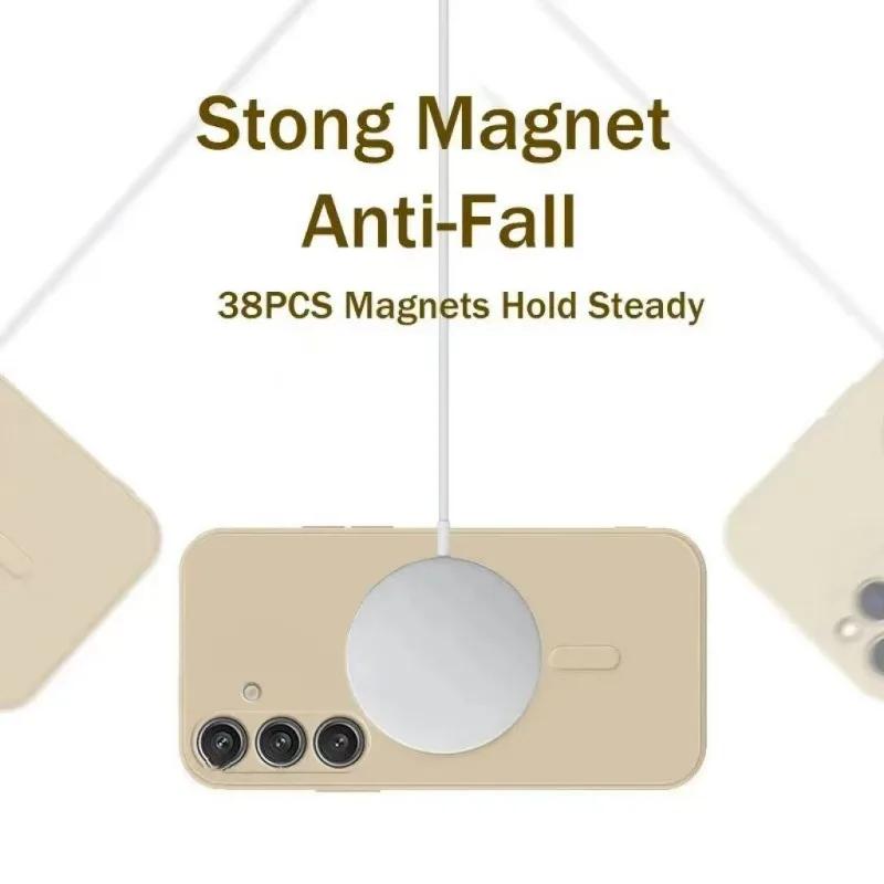 Жидкий силикон для чехла Magsafe Wireless Charge для Samsung Galaxy S25 S24 Ultra S23 S22 S21 A55 A15 A35 A05 Противоударный чехол