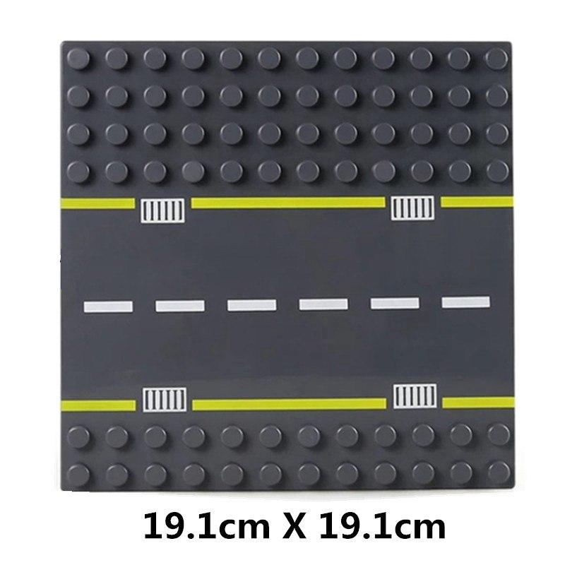 Большие частицы, городская дорога, улица, базовая пластина, прямая кривая, строительные блоки, совместимые с Duplo кирпичи, базовая пластина, детские игрушки