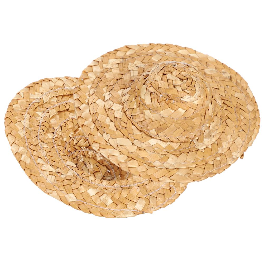 10Pcs Doll Straw Hat Mini HandWoven Grass Cap DIY Accessories Pet Chapeau for Decoration