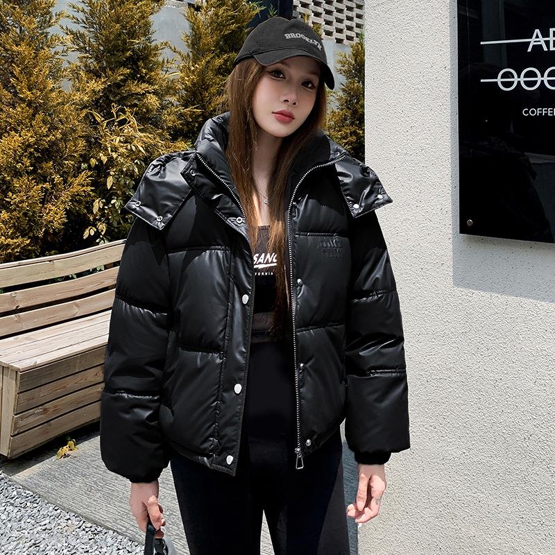 Новая зимняя одежда 2025 года, корейская версия короткой женской пуховой хлопковой одежды, свободные куртки-пуховики, хлопковые куртки, модные стеганые куртки с капюшоном