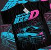 Initial D Ицуки Фудзивара Футболка Аниме Манга Фильм Унисекс Черная Футболка Все Размеры