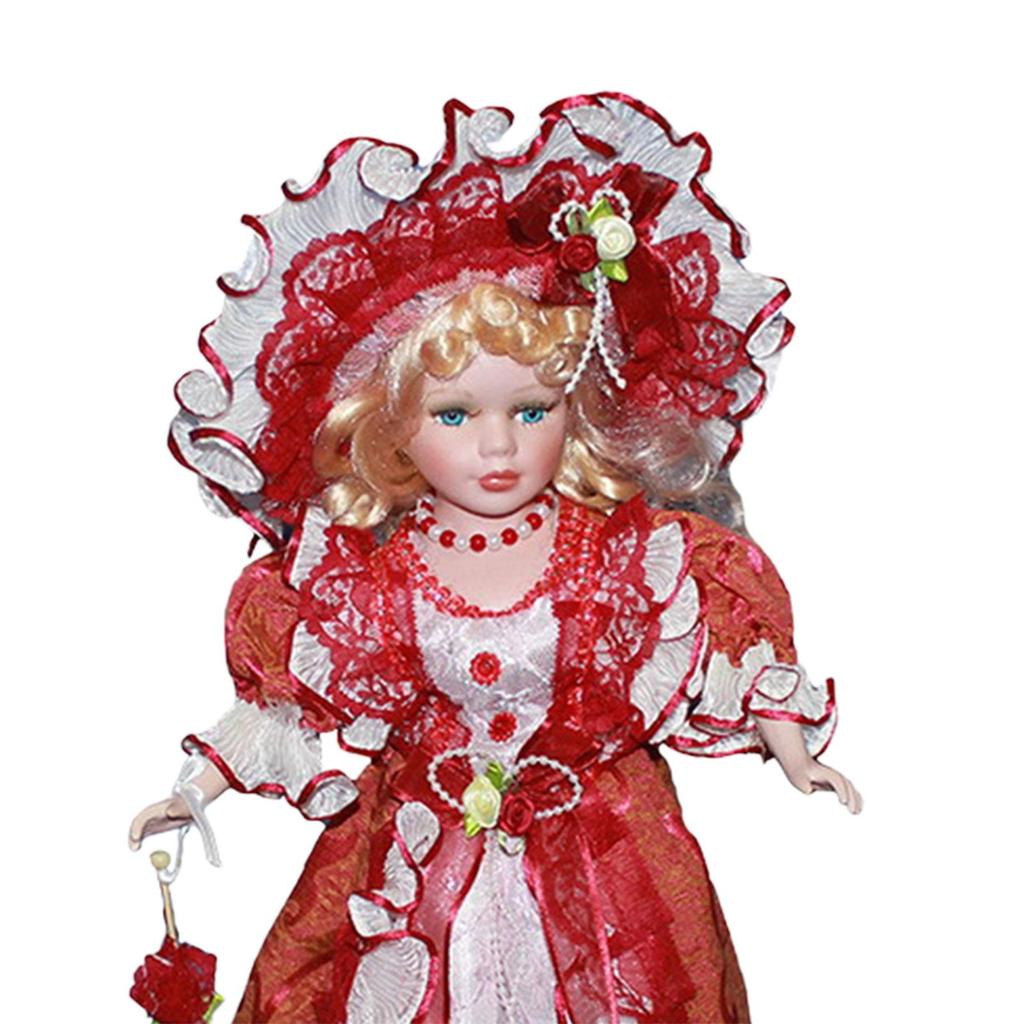40cm Collectible Curly Hair Miniature Porcelain People Ceramic Doll for Ornament Gift Birthday Doll House Decoration Kids