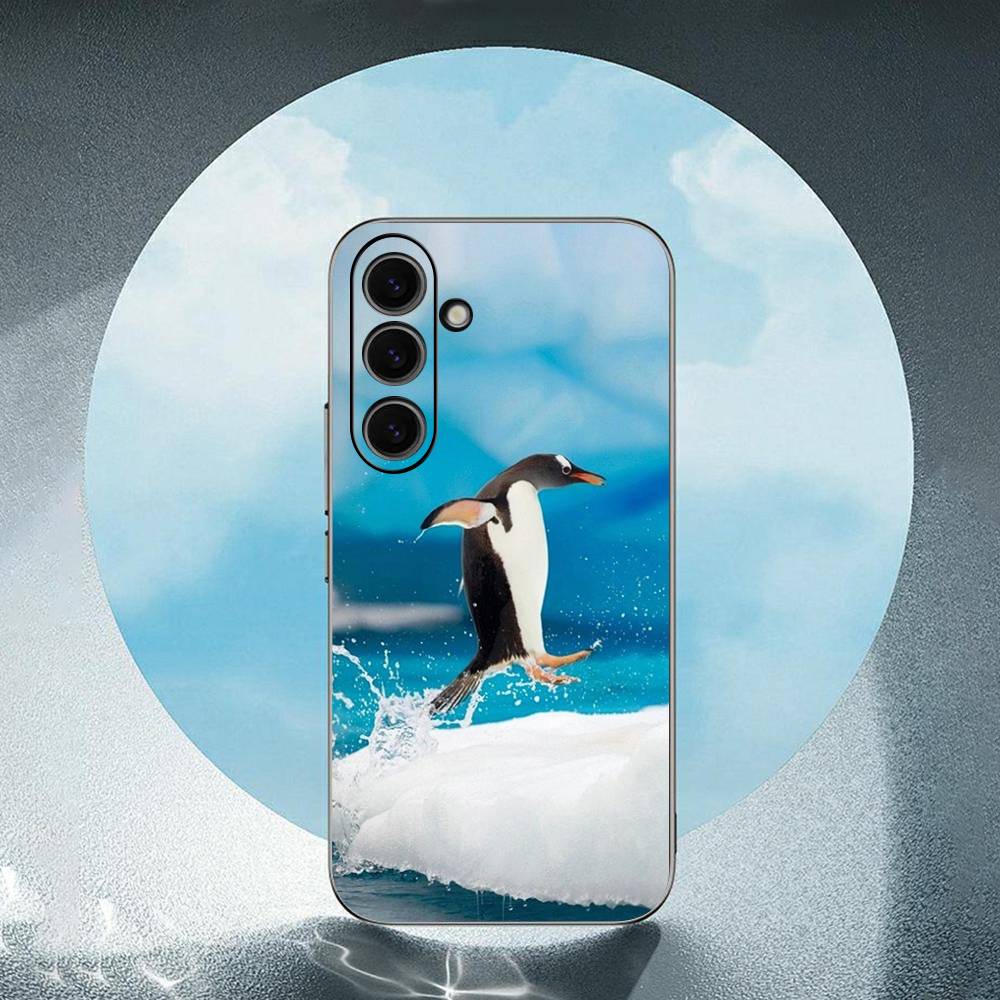 Милый пингвин для Samsung Galaxy S23 S24 S25 Ultra S22 Plus S21 Черный Мягкий чехол Водонепроницаемый Мягкий чехол