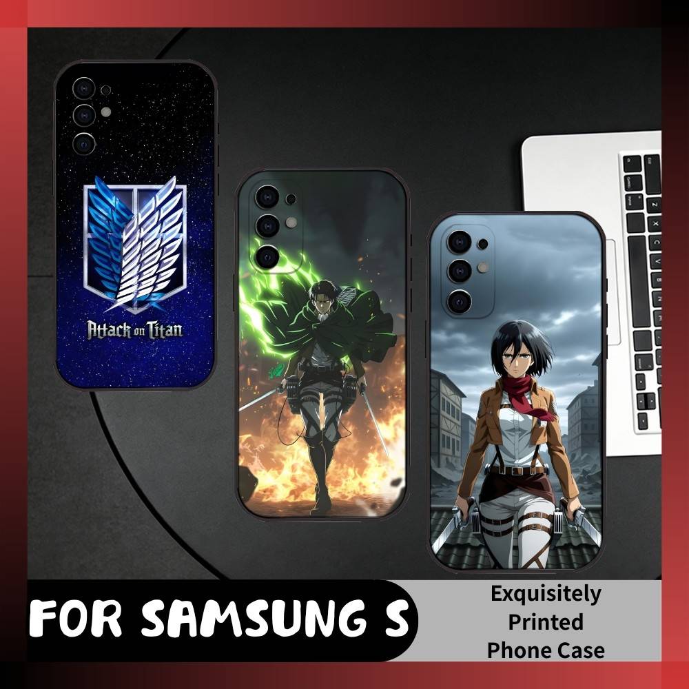 HD Печатный чехол для телефона Аниме Атака Титанов Для Samsung S25, S24, S21, S22, S23, S20, Ultra, S26, Plus, Fe, Note, 5G Черный чехол