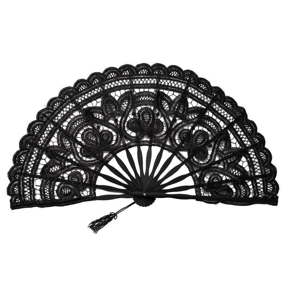 Hollow Ribs Vintage Lace Hand Fan Tassel Pendant Dance Handheld  Fan  Party Accessories