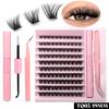 GROINNEYA DIY Eyelash Extension Kit Individual Lashes Cluster Mix Lash Clusters with Lash Bond and Seal and Lash Accessories
