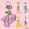 Women Crocheted Bag Pendants Bell Orchid Keychain With Bell Handbag Charms Handmade Knitted Cute Wind Chimes Flower Keyring