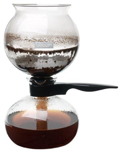 Сифонная кофеварка BODUM PEBO, 1000 мл, Черная, Пластиковый фильтр, Стеклянный колпак, Кофеварка для плиты [Оригинальный продукт] 1208-01