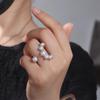Geometric Gold Color Knuckle Ring Adjustable Fashion Jewelry Luxury Pearl Bead Rings  Ladies